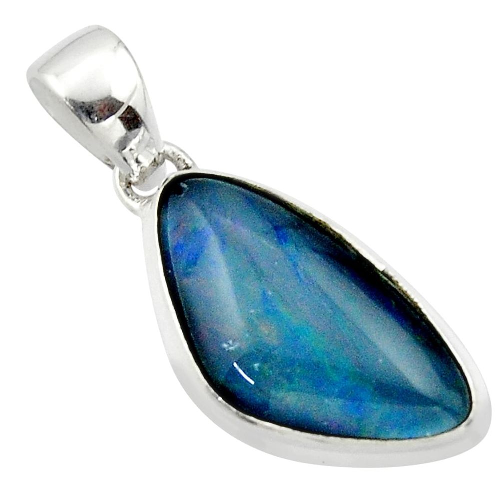 10.75cts natural multi color australian opal triplet 925 silver pendant r40191