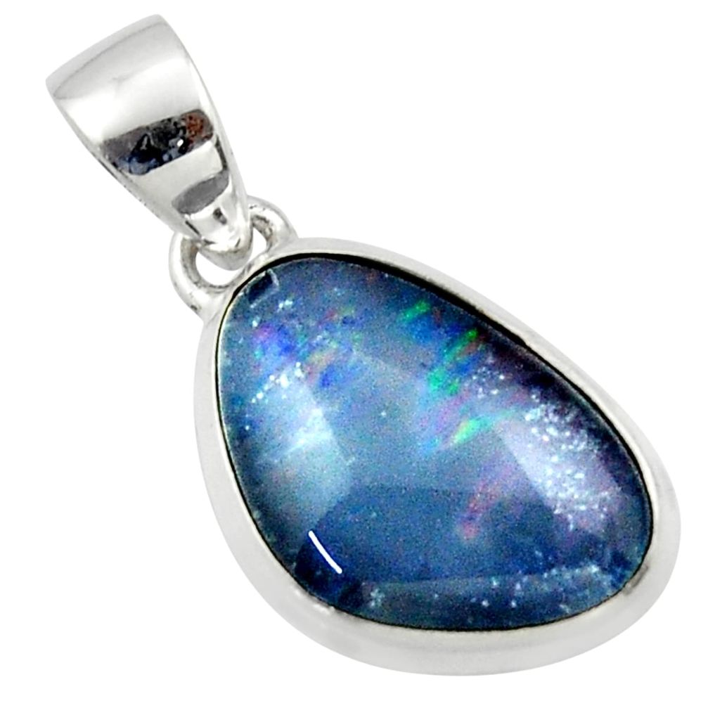 10.75cts natural multi color australian opal triplet 925 silver pendant r40195