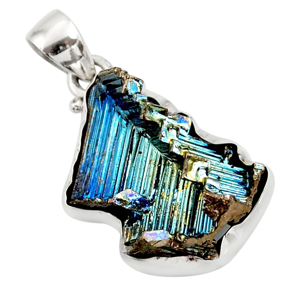  multi color bismuth crystal 925 sterling silver pendant d45427