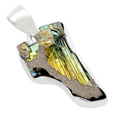 27.48cts natural multi color bismuth crystal 925 sterling silver pendant u57486