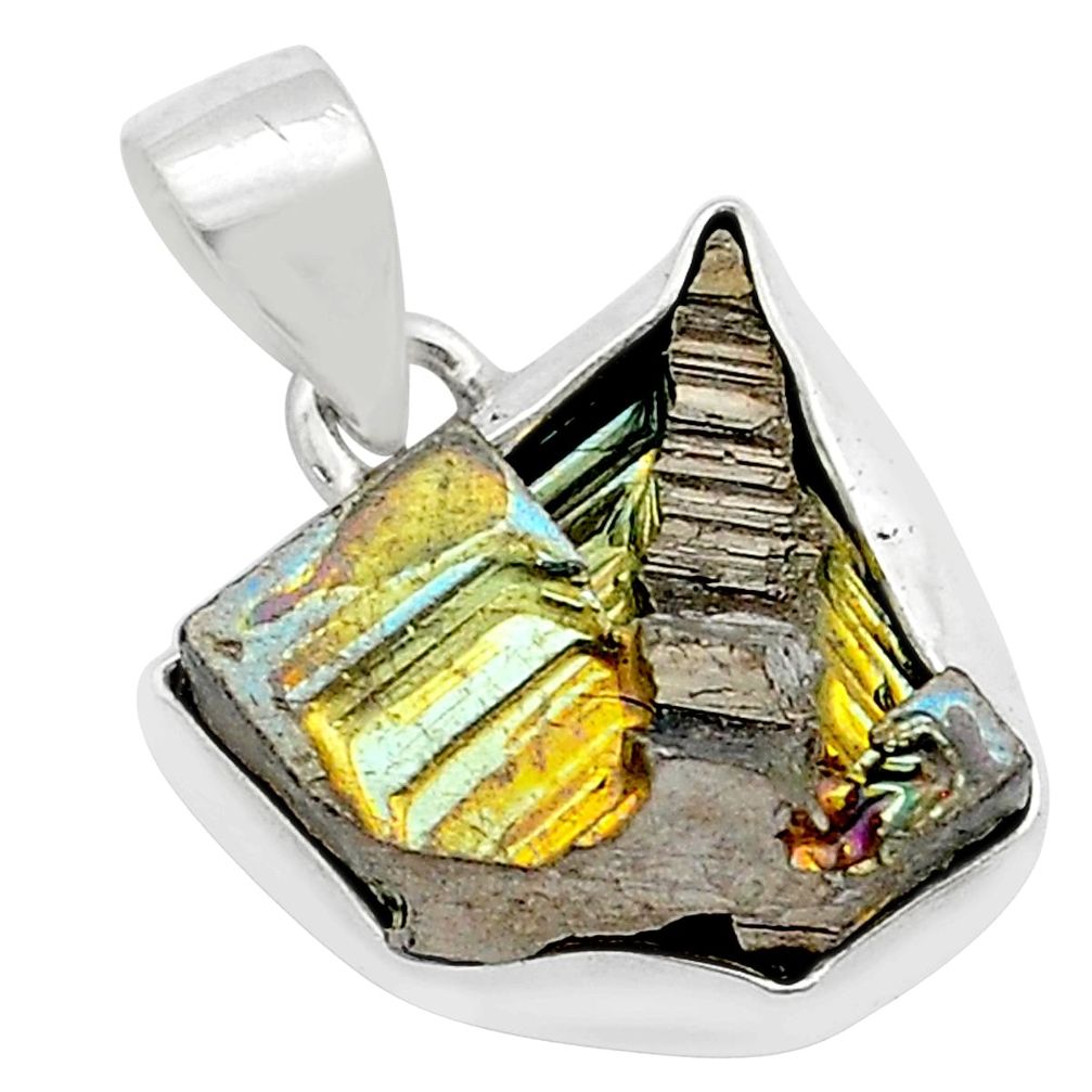 23.02cts natural multi color bismuth crystal 925 sterling silver pendant u57492