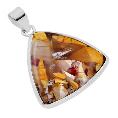20.51cts natural multi color brecciated jasper trillion silver pendant n35059