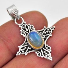 2.91cts natural multi color ethiopian opal 925 sterling silver pendant n34499