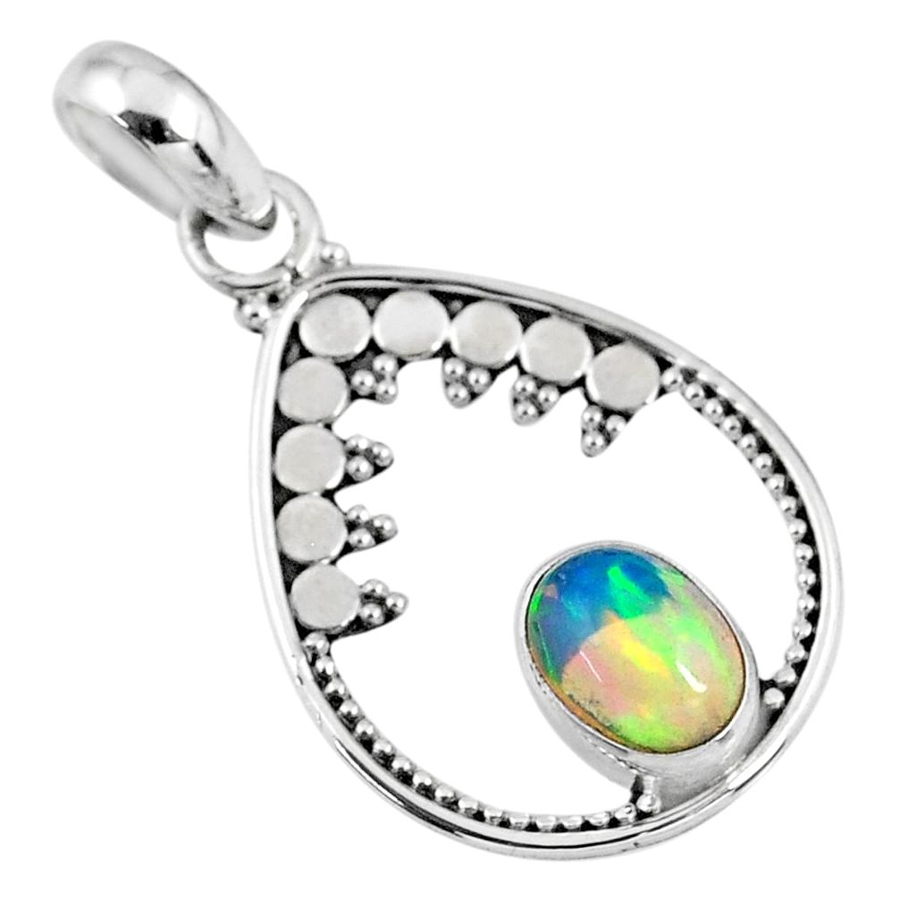 2.10cts natural multi color ethiopian opal 925 sterling silver pendant r57747