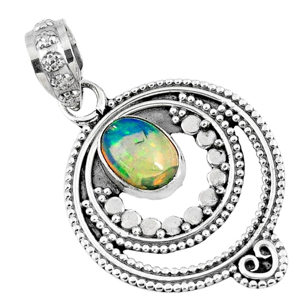 2.17cts natural multi color ethiopian opal 925 sterling silver pendant r57755