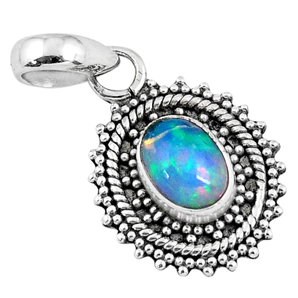 2.37cts natural multi color ethiopian opal 925 sterling silver pendant r57758