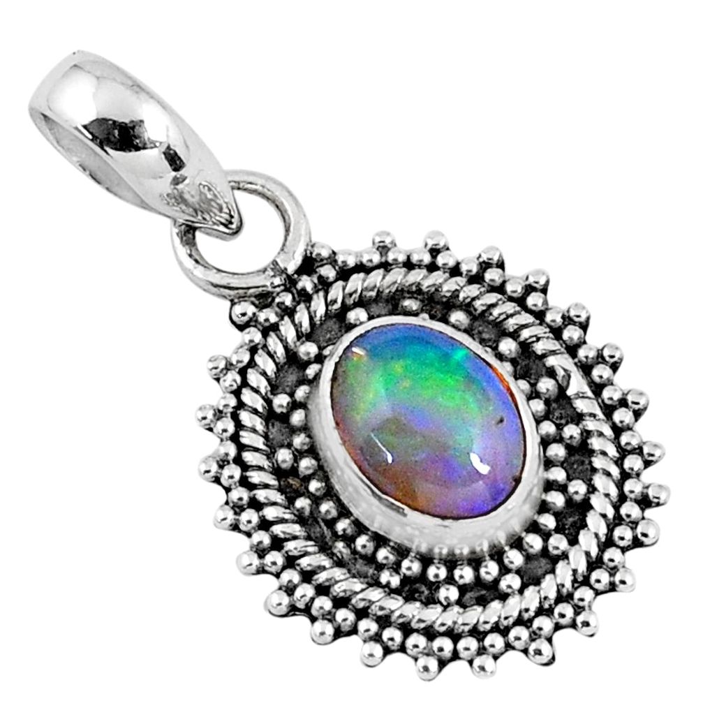 2.38cts natural multi color ethiopian opal 925 sterling silver pendant r57759