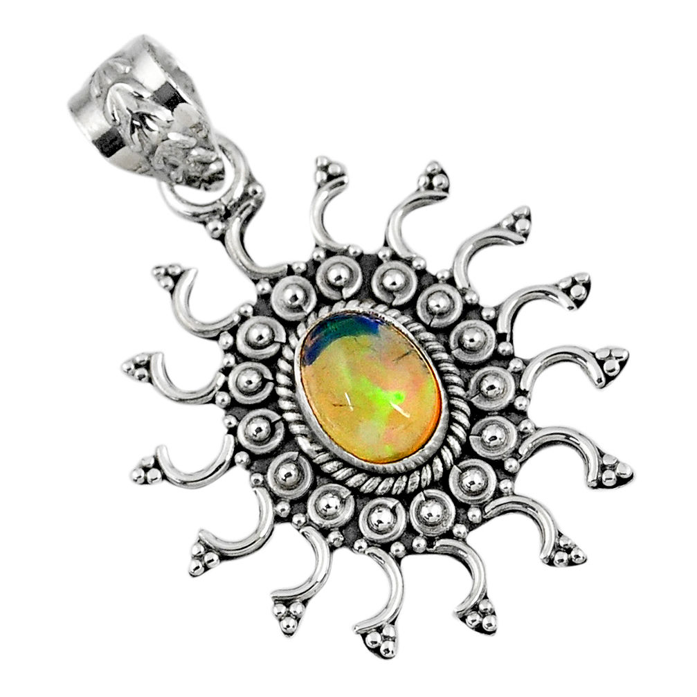 2.19cts natural multi color ethiopian opal 925 sterling silver pendant r57855