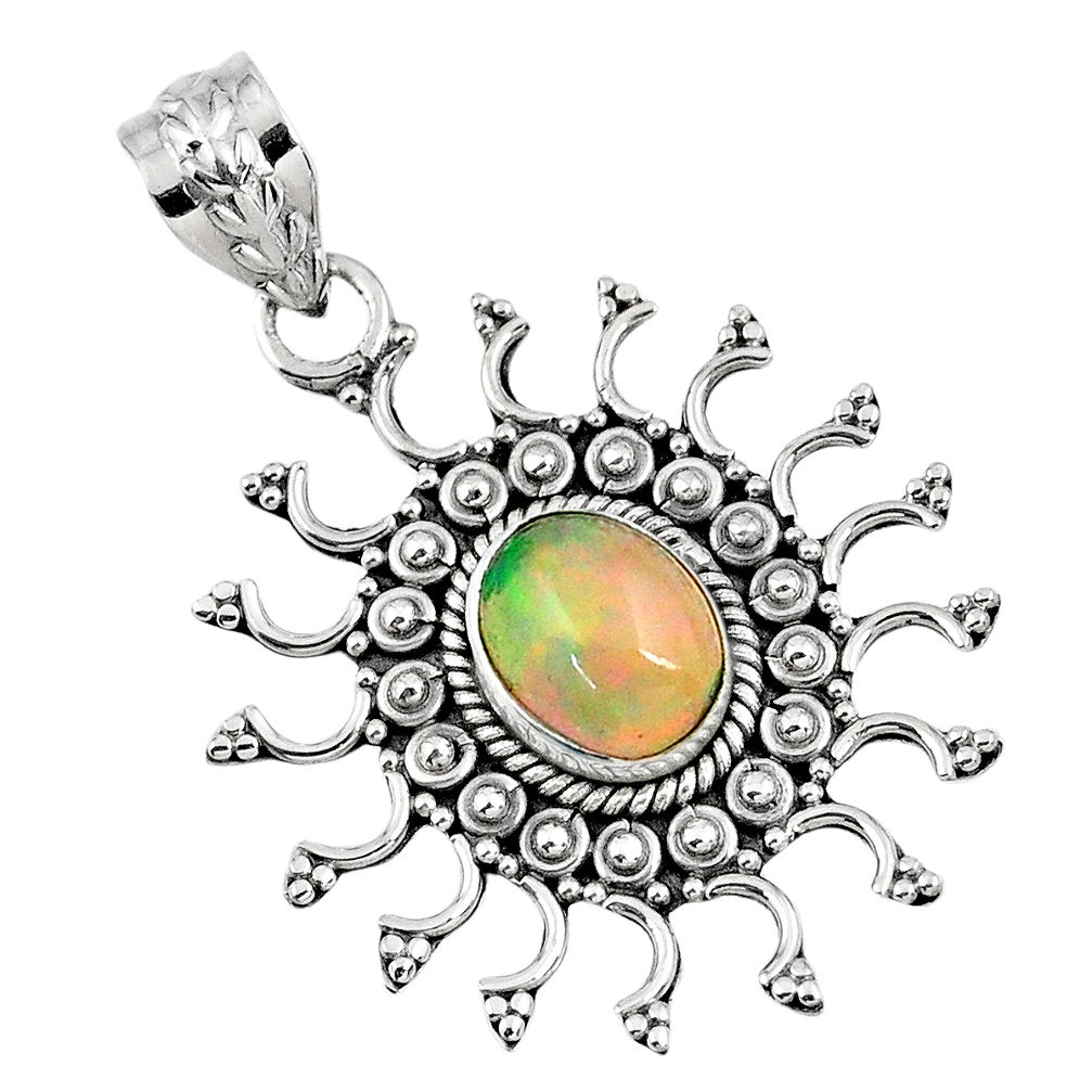 2.19cts natural multi color ethiopian opal 925 sterling silver pendant r57856