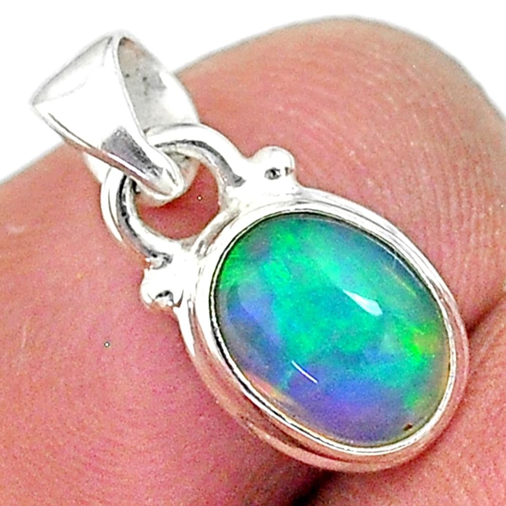 2.47cts natural multi color ethiopian opal 925 sterling silver pendant t10696