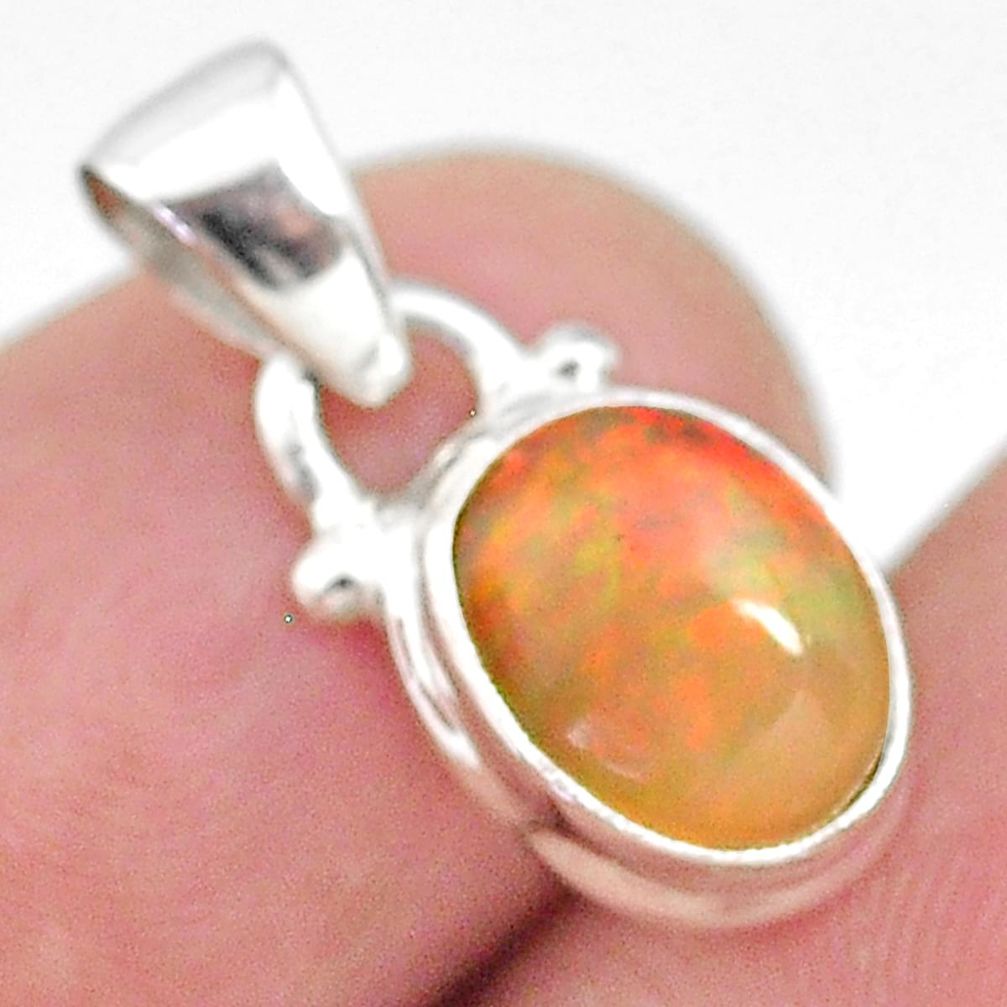 3.40cts natural multi color ethiopian opal 925 sterling silver pendant t21261