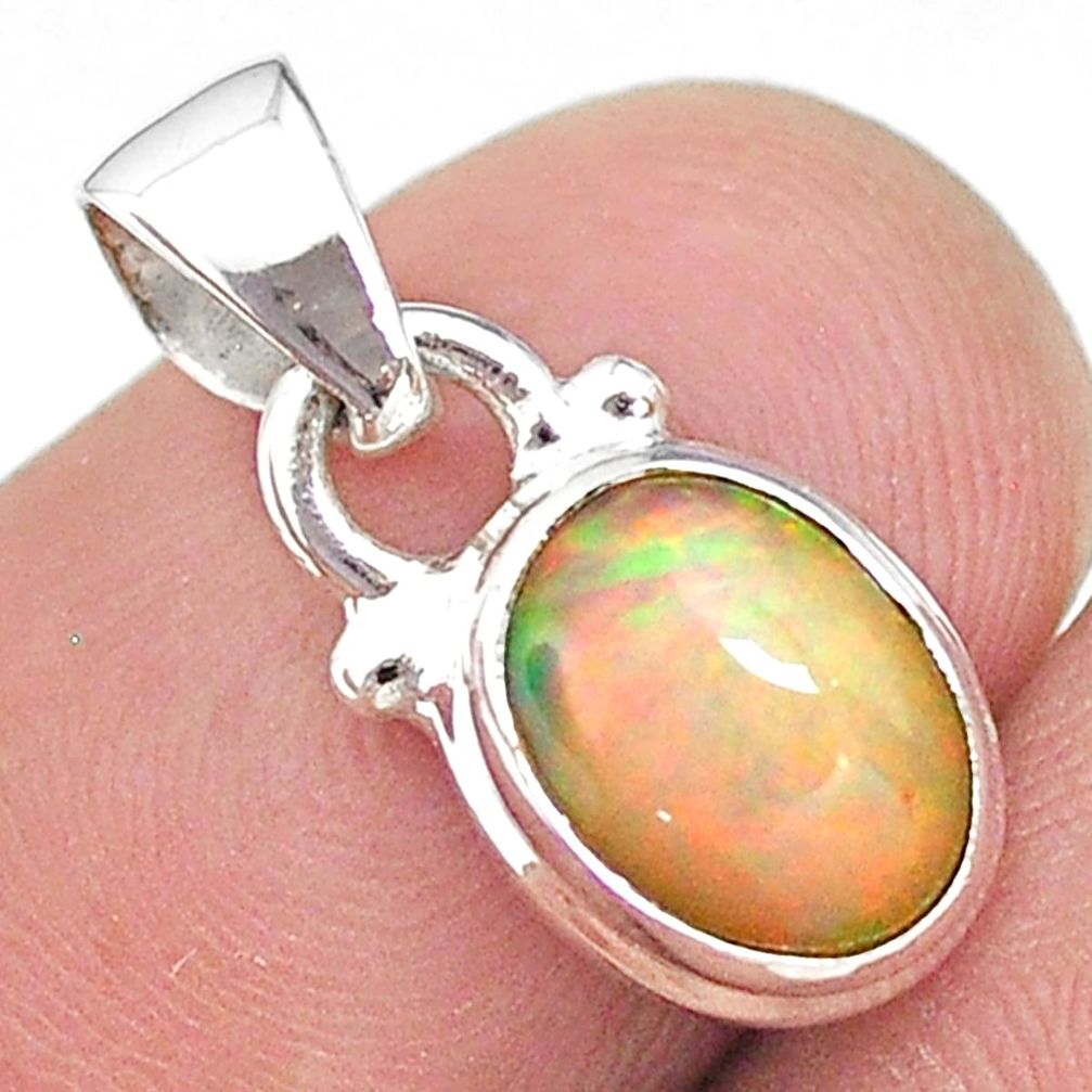 3.29cts natural multi color ethiopian opal 925 sterling silver pendant t21278