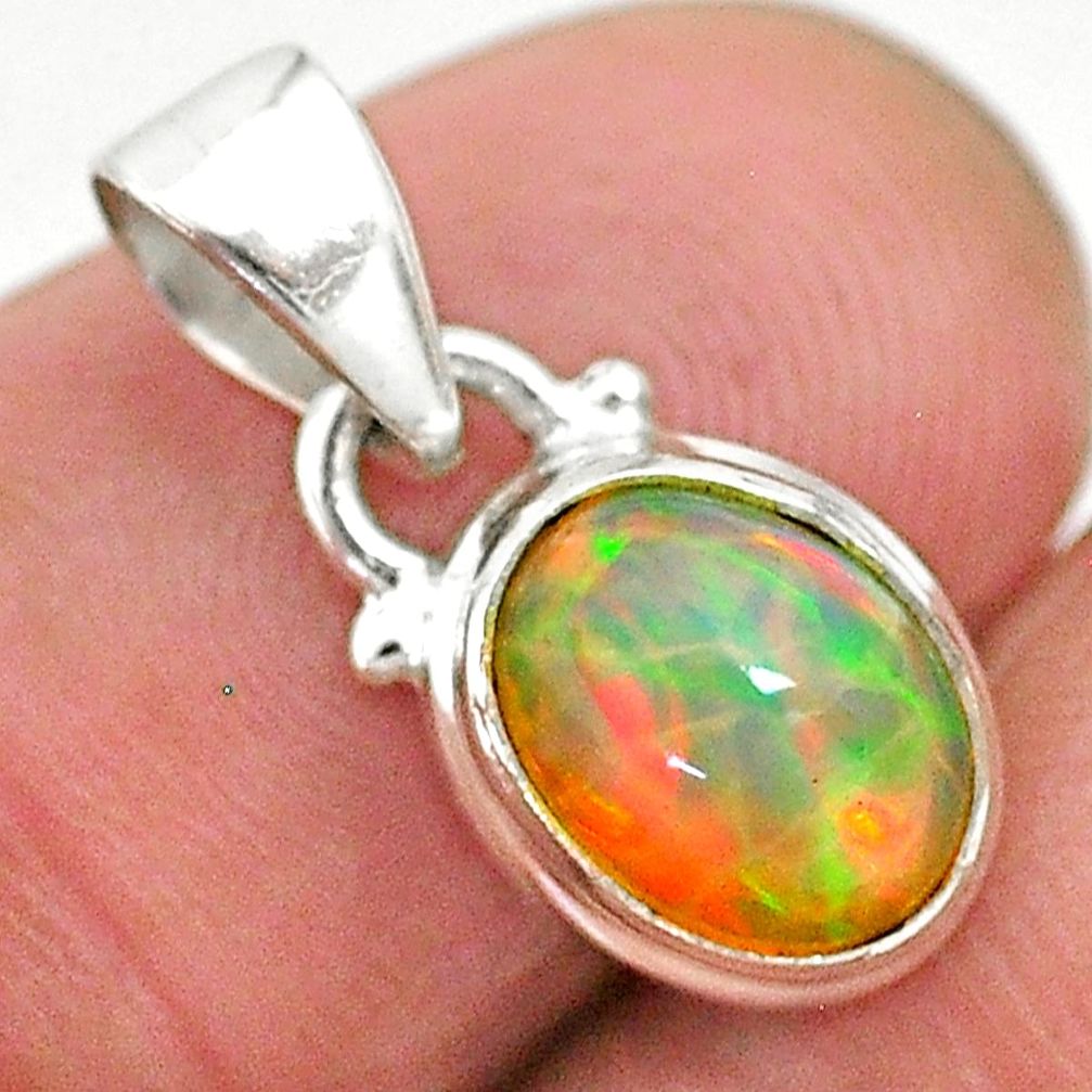 2.42cts natural multi color ethiopian opal 925 sterling silver pendant t2828