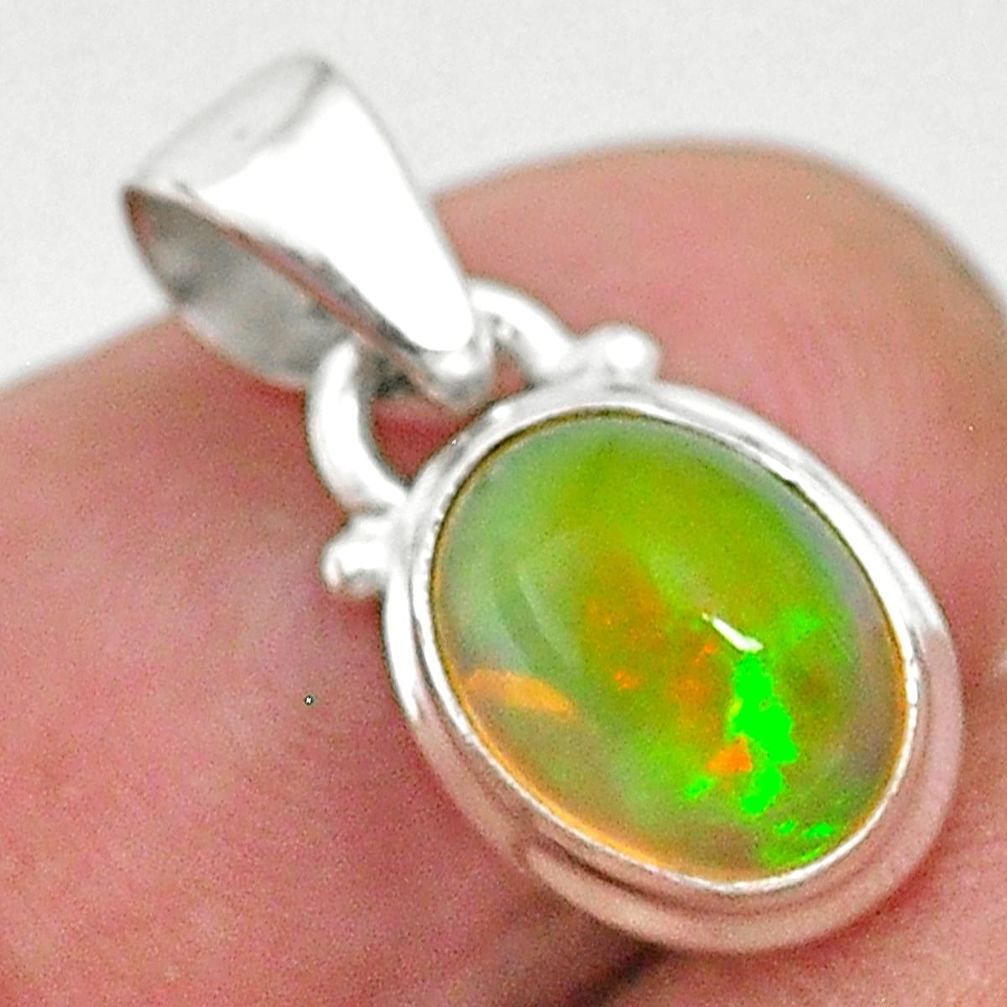 2.51cts natural multi color ethiopian opal 925 sterling silver pendant t2865
