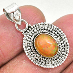 3.29cts natural multi color ethiopian opal 925 sterling silver pendant t2989