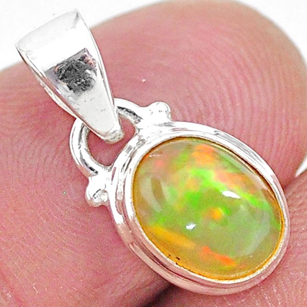 2.43cts natural multi color ethiopian opal 925 sterling silver pendant t3119