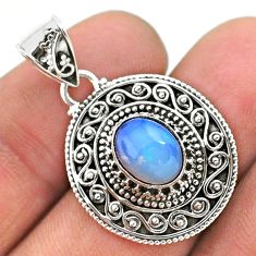 3.20cts natural multi color ethiopian opal 925 sterling silver pendant t32608