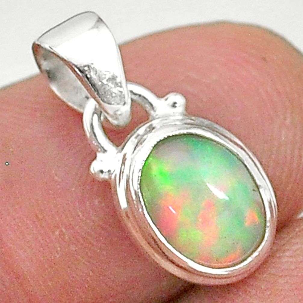 2.98cts natural multi color ethiopian opal 925 sterling silver pendant t4193