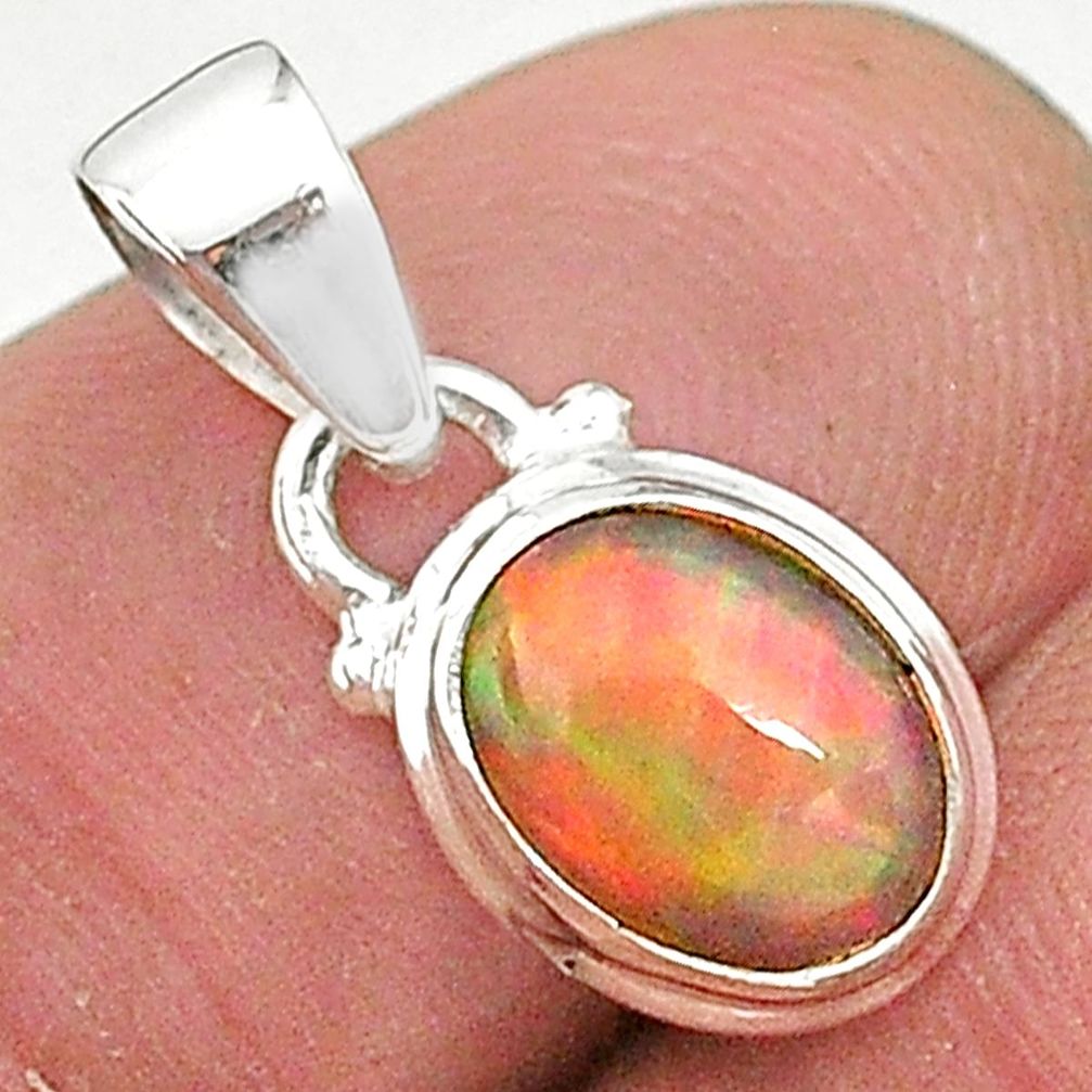 3.02cts natural multi color ethiopian opal 925 sterling silver pendant t4194