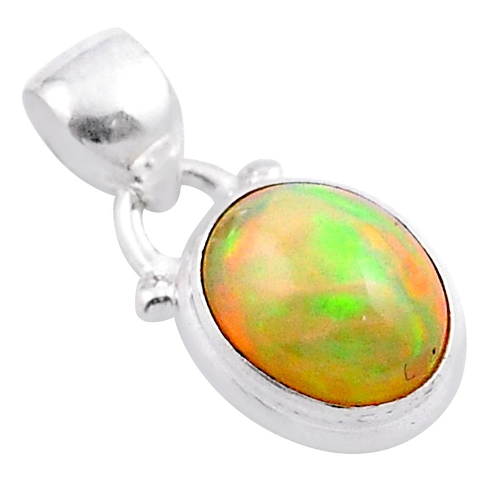 3.71cts natural multi color ethiopian opal 925 sterling silver pendant u17879