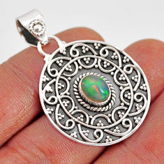 2.00cts natural multi color ethiopian opal 925 sterling silver pendant y80072