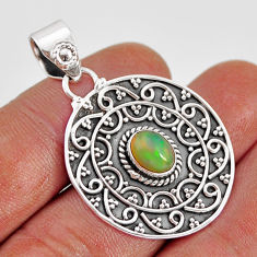 1.93cts natural multi color ethiopian opal 925 sterling silver pendant y80073
