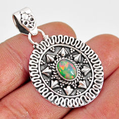 1.91cts natural multi color ethiopian opal 925 sterling silver pendant y80078