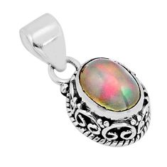 3.05cts natural multi color ethiopian opal 925 sterling silver pendant y82018