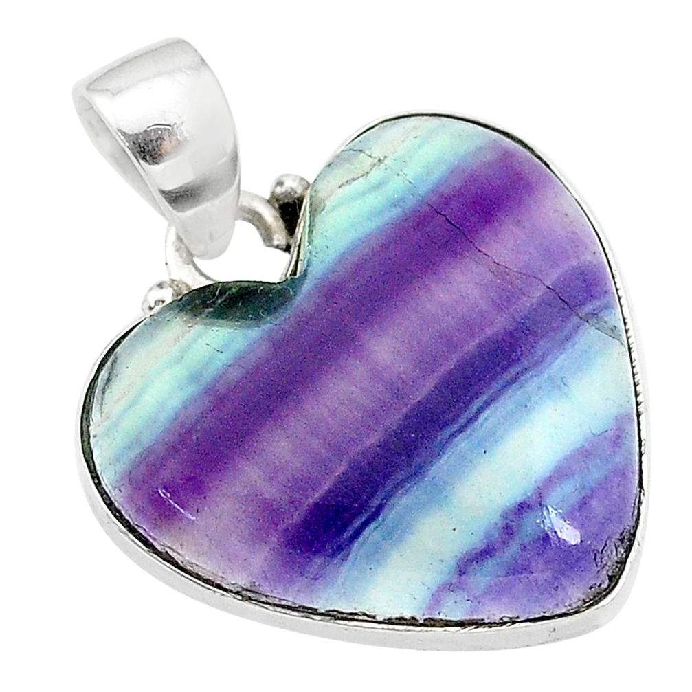 11.62cts natural multi color fluorite 925 sterling silver pendant jewelry t21303