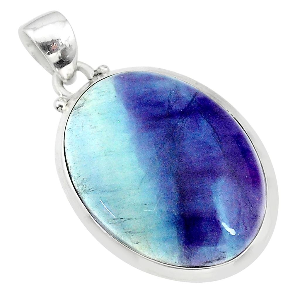 18.82cts natural multi color fluorite 925 sterling silver pendant jewelry t21306