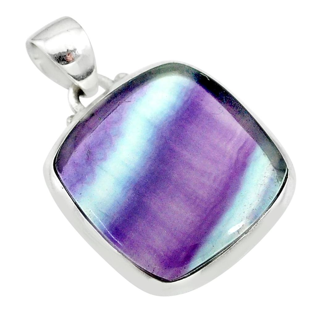 15.68cts natural multi color fluorite 925 sterling silver pendant jewelry t21313