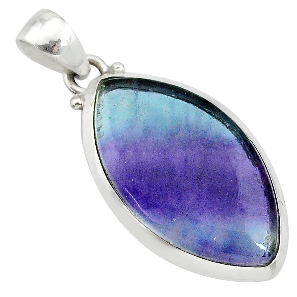 13.08cts natural multi color fluorite 925 sterling silver pendant jewelry t21326