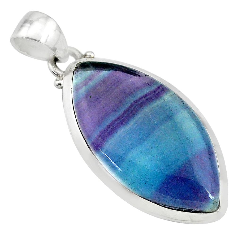 15.65cts natural multi color fluorite 925 sterling silver pendant jewelry t21331