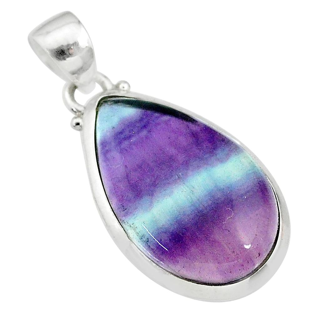 13.68cts natural multi color fluorite 925 sterling silver pendant jewelry t21341