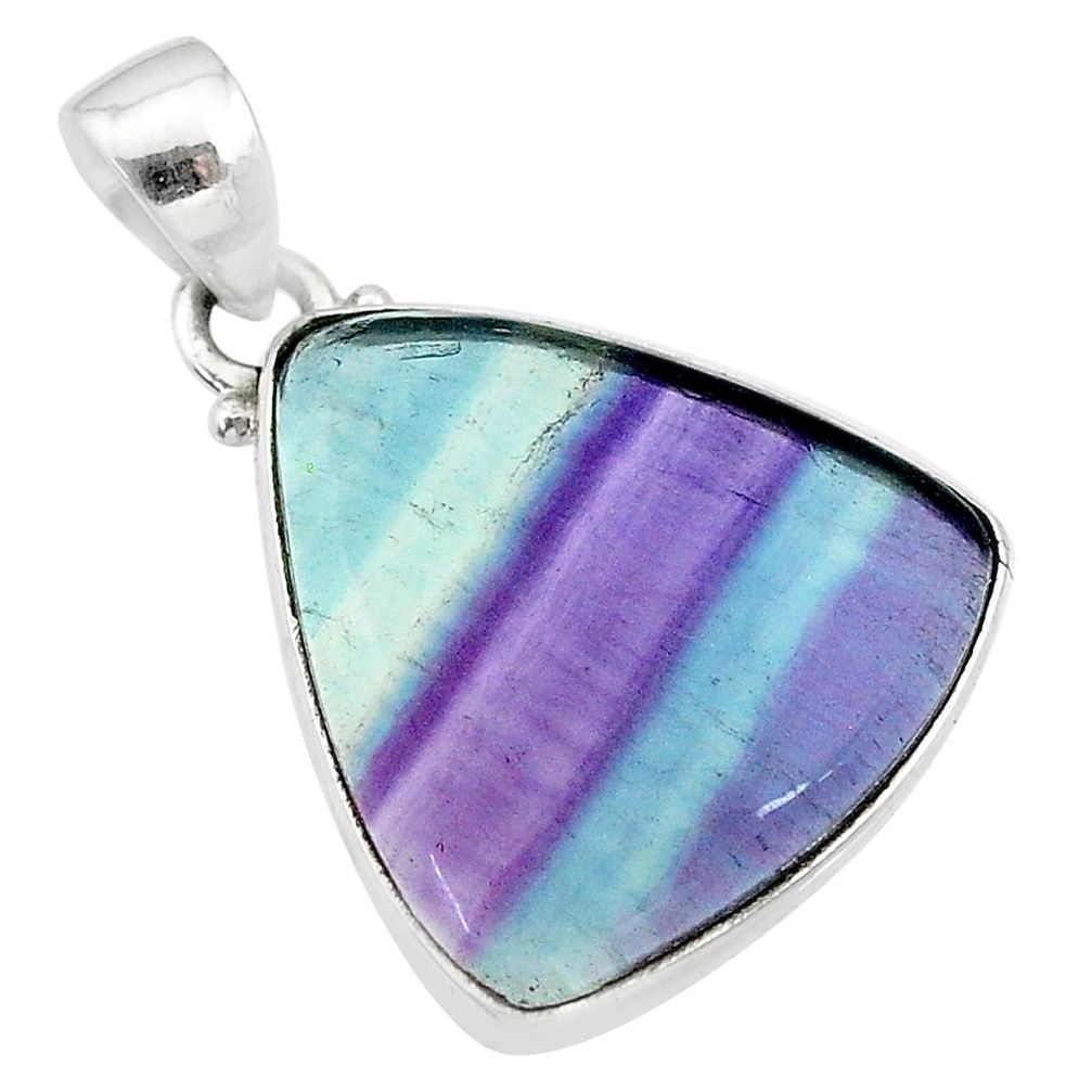 14.23cts natural multi color fluorite 925 sterling silver pendant jewelry t21346
