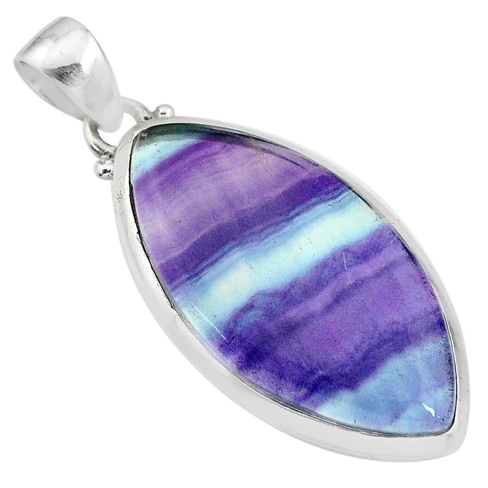 16.28cts natural multi color fluorite 925 sterling silver pendant jewelry t21347