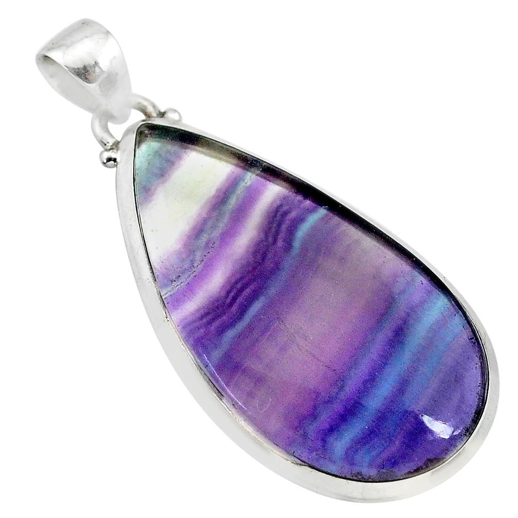 19.42cts natural multi color fluorite 925 sterling silver pendant jewelry t21359