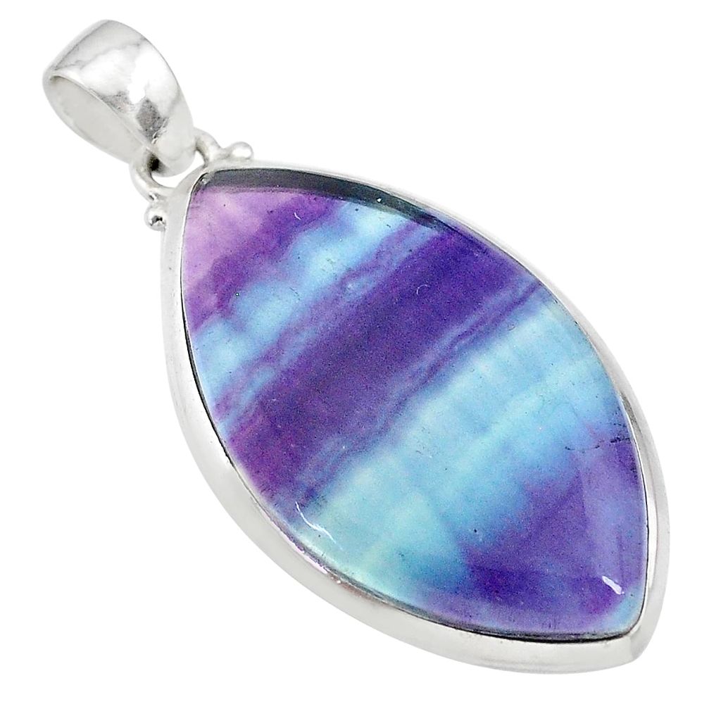 24.00cts natural multi color fluorite 925 sterling silver pendant jewelry t21366