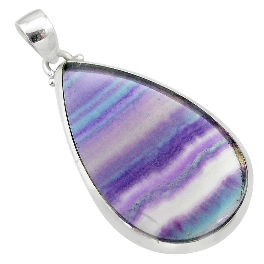 22.05cts natural multi color fluorite 925 sterling silver pendant jewelry t21368