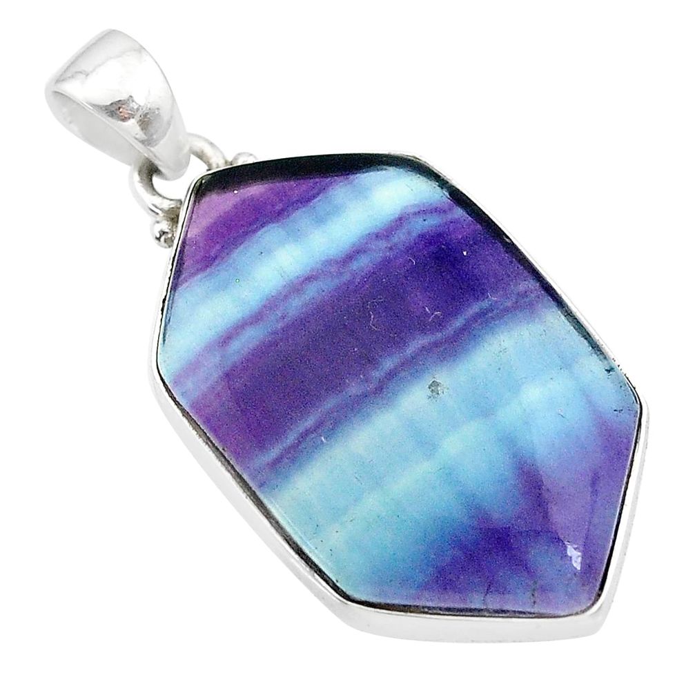 19.72cts natural multi color fluorite 925 sterling silver pendant jewelry t21372