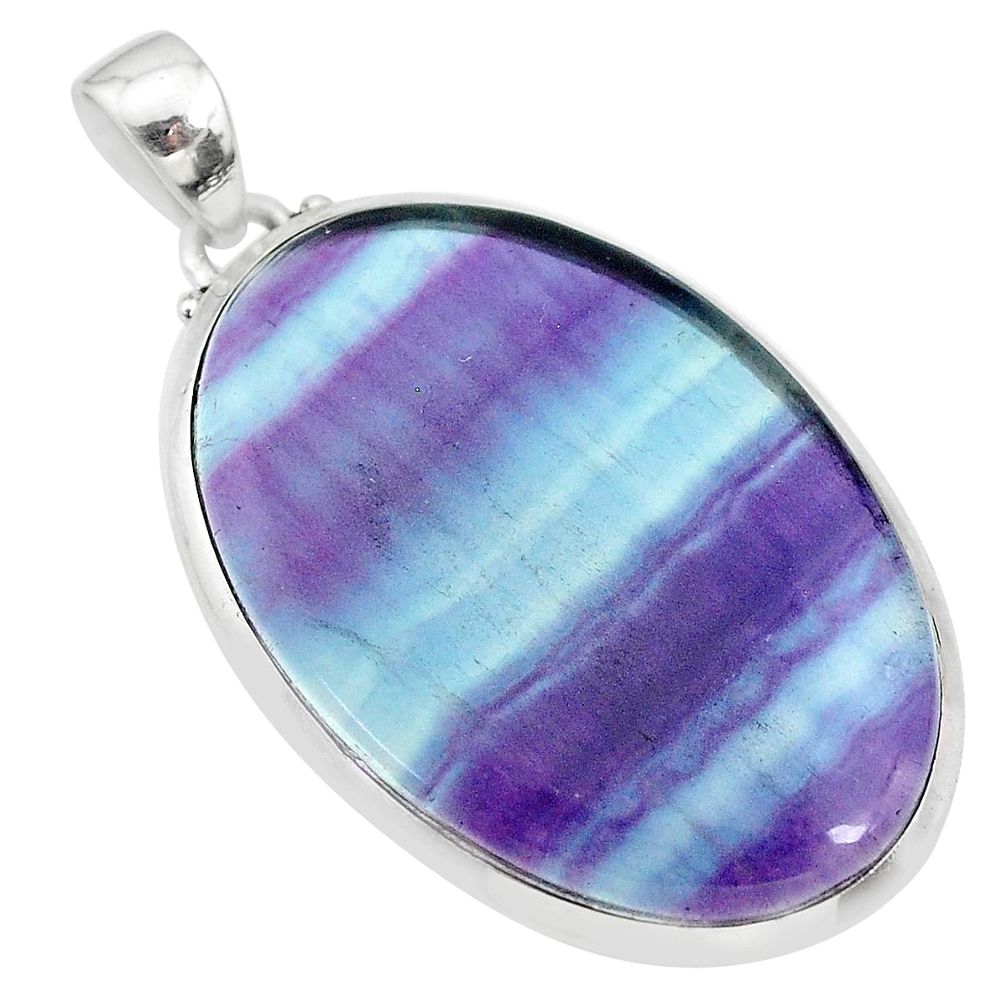 29.93cts natural multi color fluorite 925 sterling silver pendant jewelry t21377