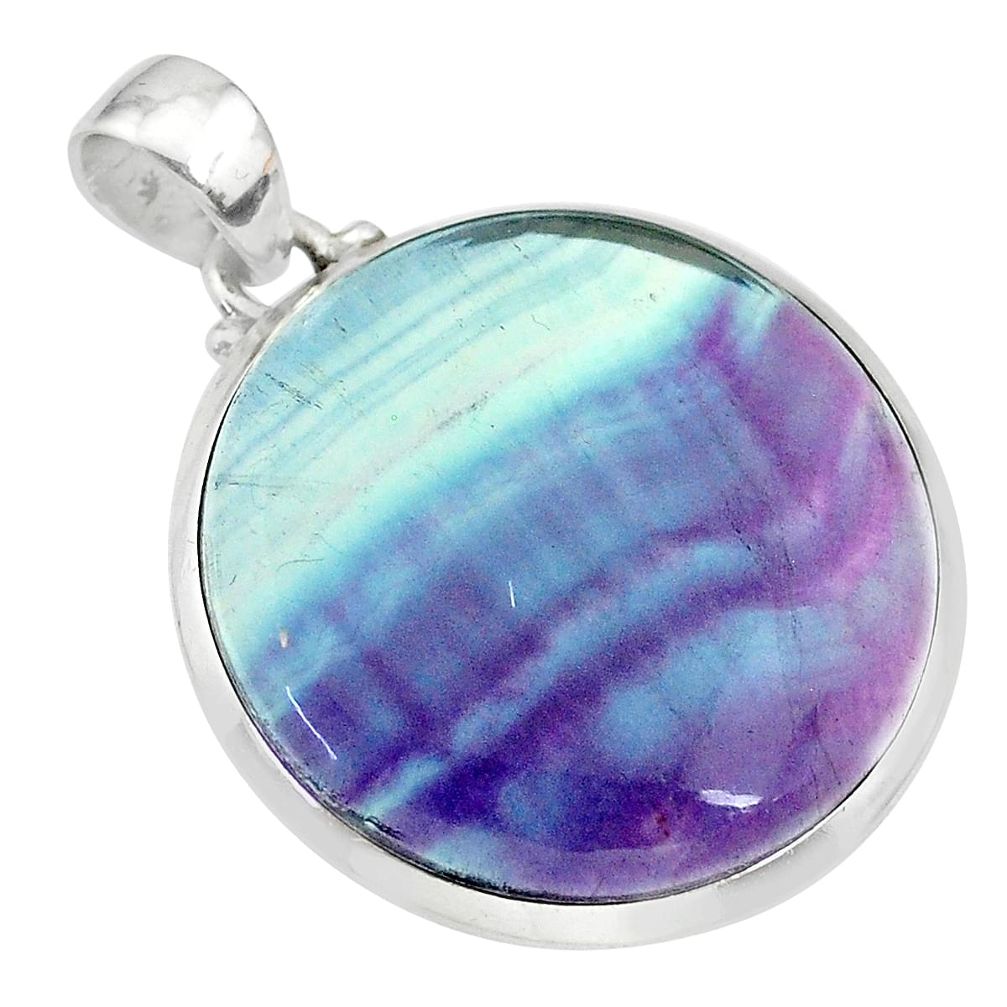 25.57cts natural multi color fluorite 925 sterling silver pendant jewelry t21380