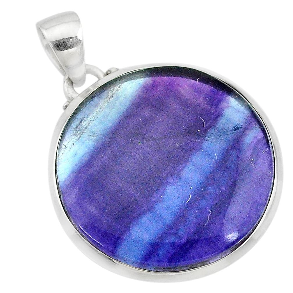 18.88cts natural multi color fluorite 925 sterling silver pendant jewelry t21481