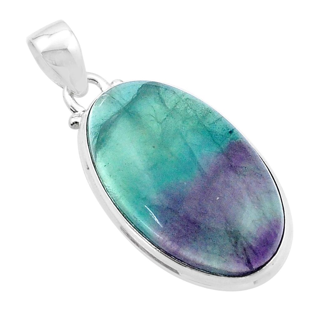 25.84cts natural multi color fluorite 925 sterling silver pendant jewelry u38718