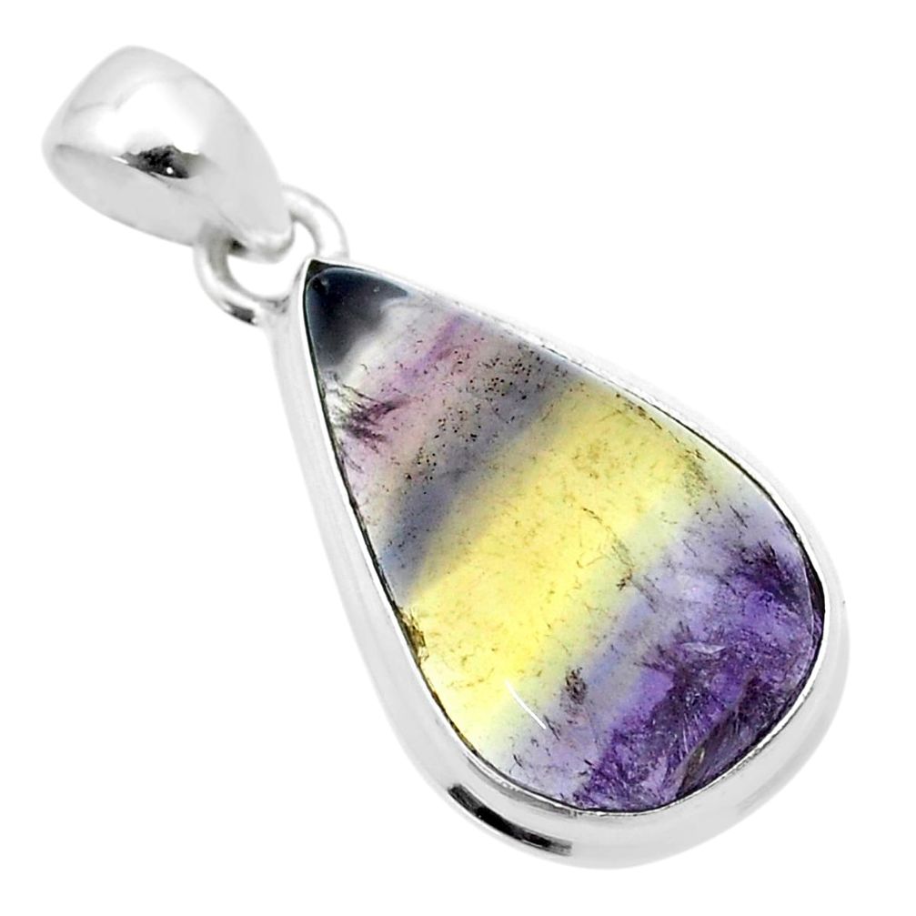 12.36cts natural multi color fluorite 925 sterling silver pendant jewelry u51050