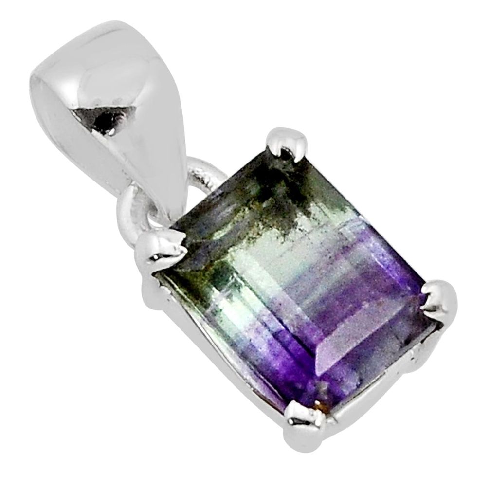 2.62cts natural multi color fluorite 925 sterling silver pendant jewelry y78051