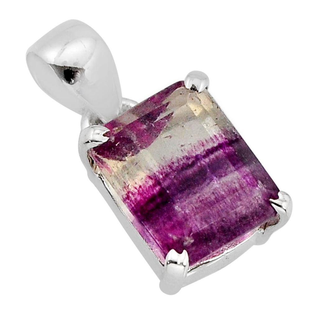 4.82cts natural multi color fluorite 925 sterling silver pendant jewelry y78056