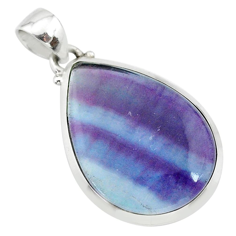 16.28cts natural multi color fluorite pear 925 sterling silver pendant t21325