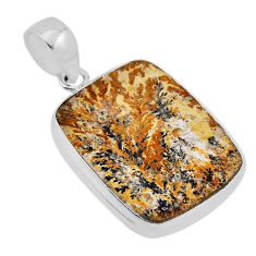 13.87cts natural multi color germany psilomelane dendrite silver pendant n34321