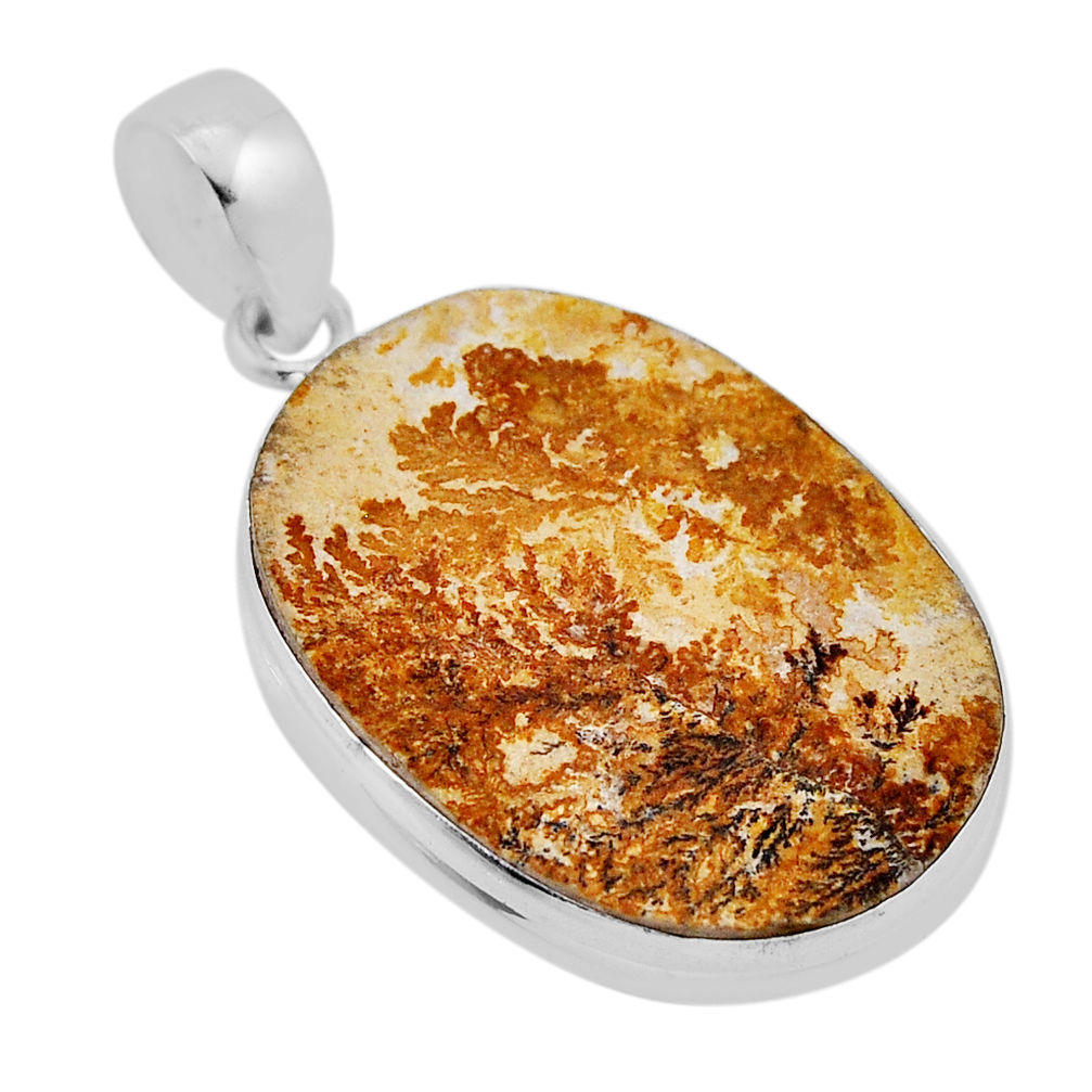 14.47cts natural multi color germany psilomelane dendrite silver pendant n34322